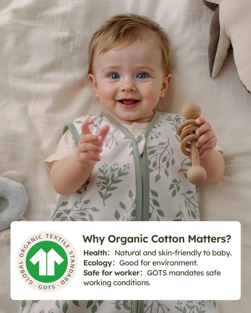 يووفوس كيس نوم للأطفال من Yoofoss بعمر 12-18 شهرًا، بطانية يمكن ارتداؤها 100% من القطن العضوي بسحاب ثنائي الاتجاه TOG 0.5 كيس نوم للأطفال الصغار 3 عبوات، مريح وناعم وخفيف الوزن - Image 3